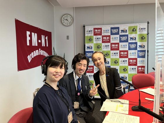 尾田千侑さん（左）、小倉海聖さん（中）白山市役所観光課「永瀬喜子の今日も元気で」